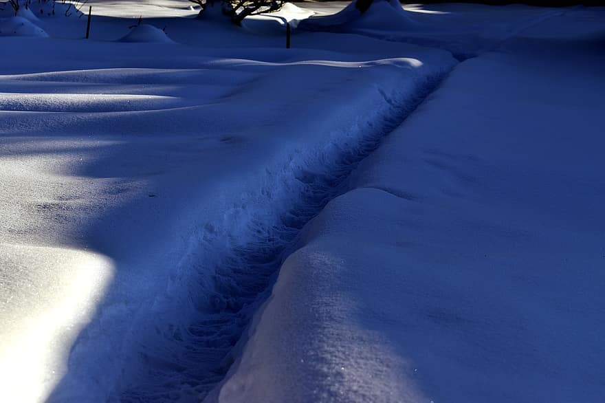Snow, Path, Winter, Track, Snowdrift, Morning, Frost, Cold, Shadow, Nature, Snowscape