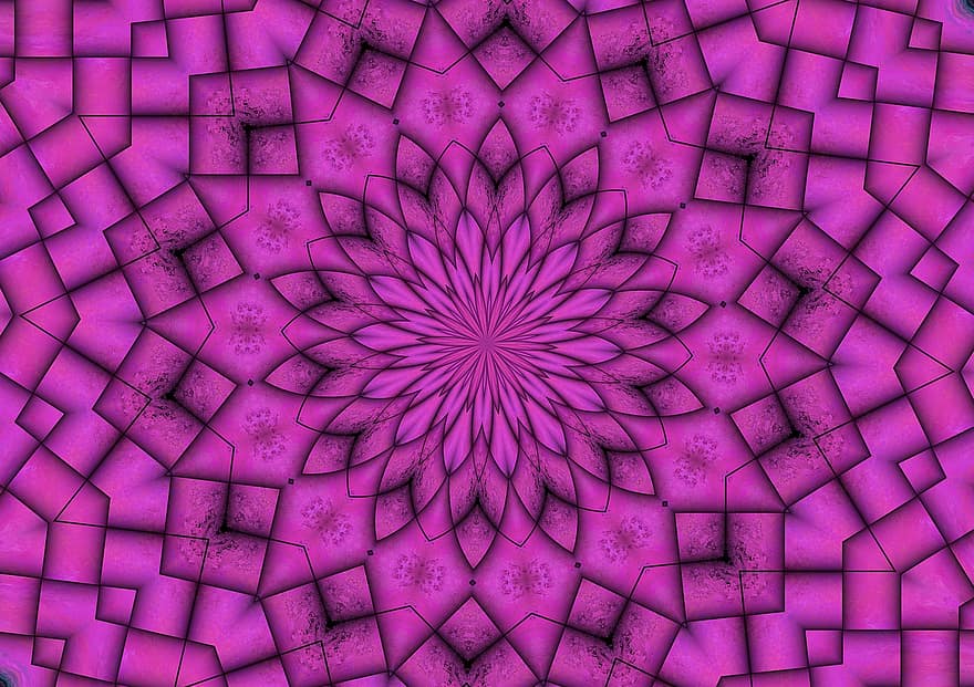 Kaleidoskop, Blumenmuster, Rosette, Hintergrund, Tapete, Kunst, rosa Hintergrund, Muster, abstrakt, Hintergründe, Dekoration