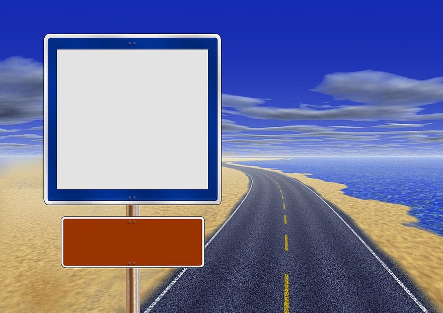 Road, Sky, Shield, Note, Traffic Sign, Away, Phone, Help, Directory