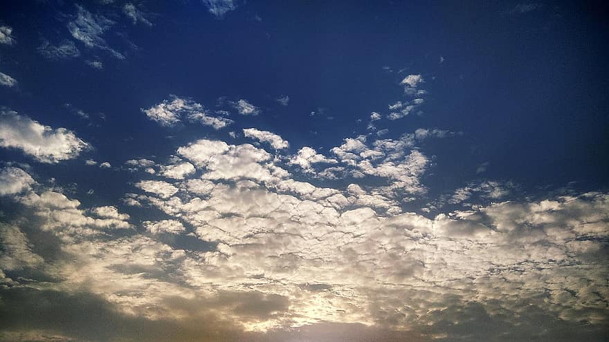 hemel, wolken, cloudscape, zonsopkomst, ochtend-, blauw, behang, bewolkte lucht, dageraad, zonlicht, stratocumulus