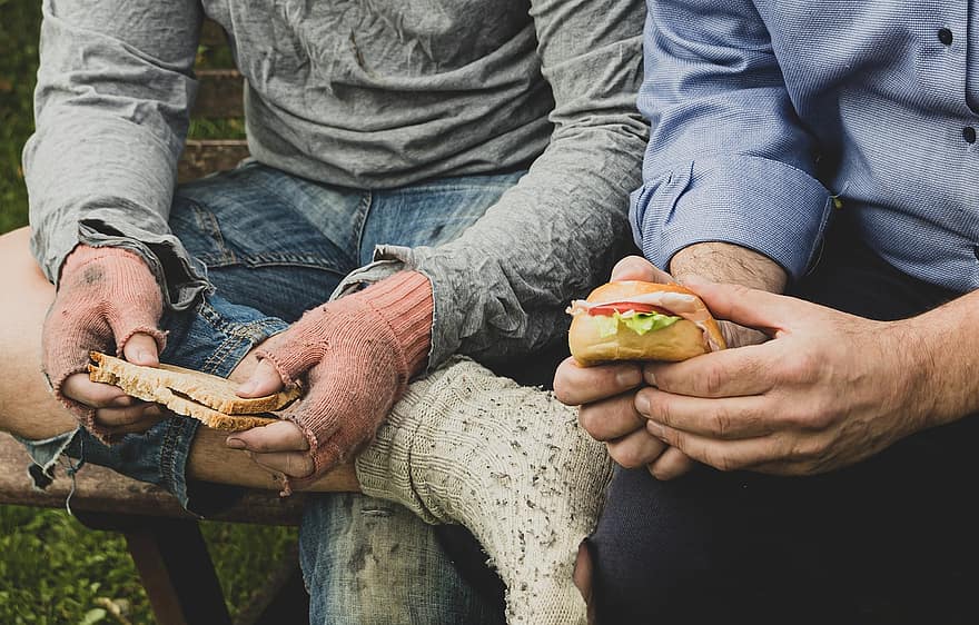Homeless Man, Man, Diversity, Sandwich, Beggar, Bread, Poverty, Alms, Unemployed Person, Food, Professional