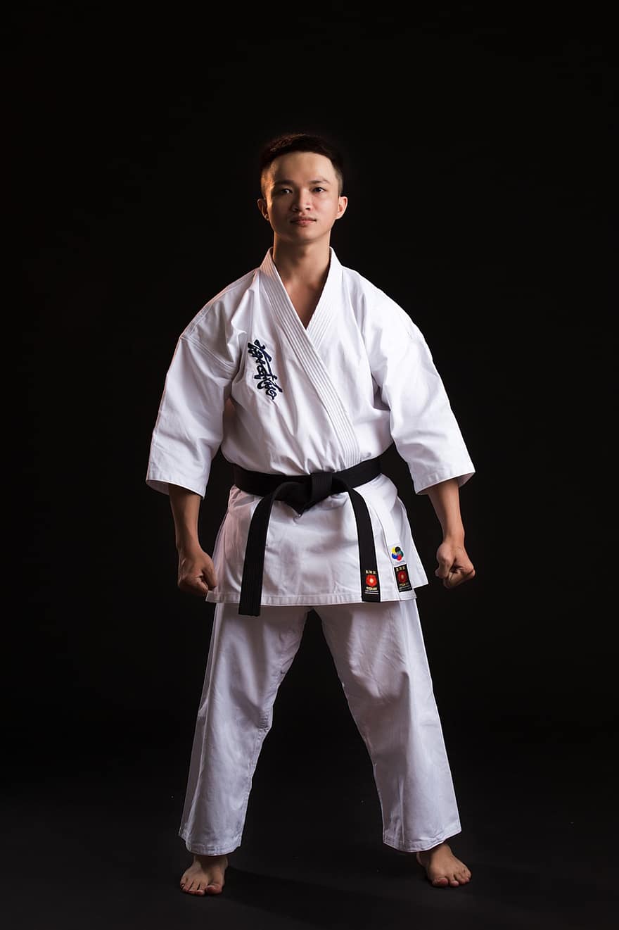 masculin, karate, Vophuc, Kyokushin, profil, uman, om, karateka, Arte martiale, auto-aparare