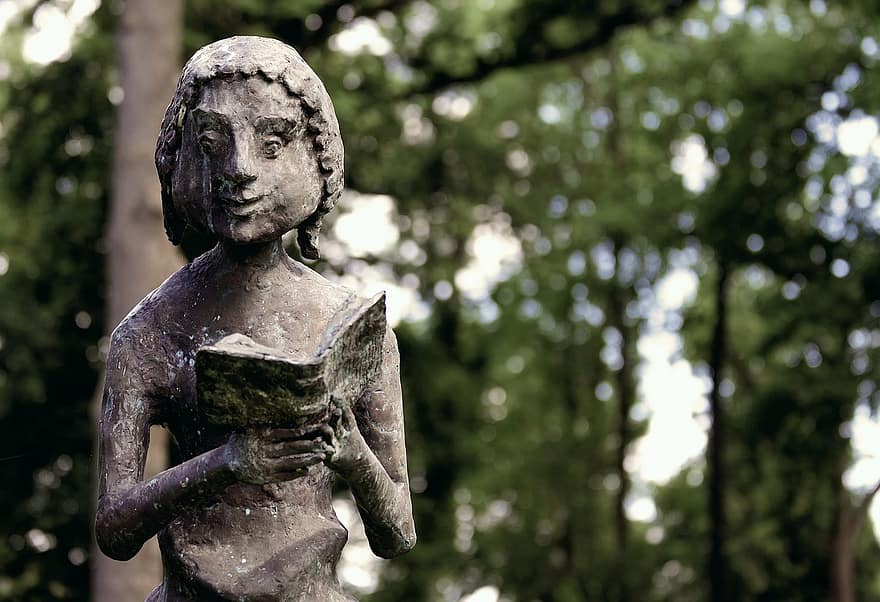 skulptur, monument, anna park, Kirchhain, Anna Park Kirchhain, Hesse, byparken, historie, statue, bronze, kunstværk