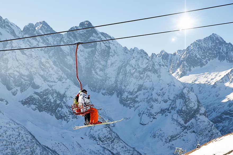 esquiar, activitat, telecadira, ascensor, muntanya, naturalesa, viatjar, turisme, oci, neu, Esports extrems