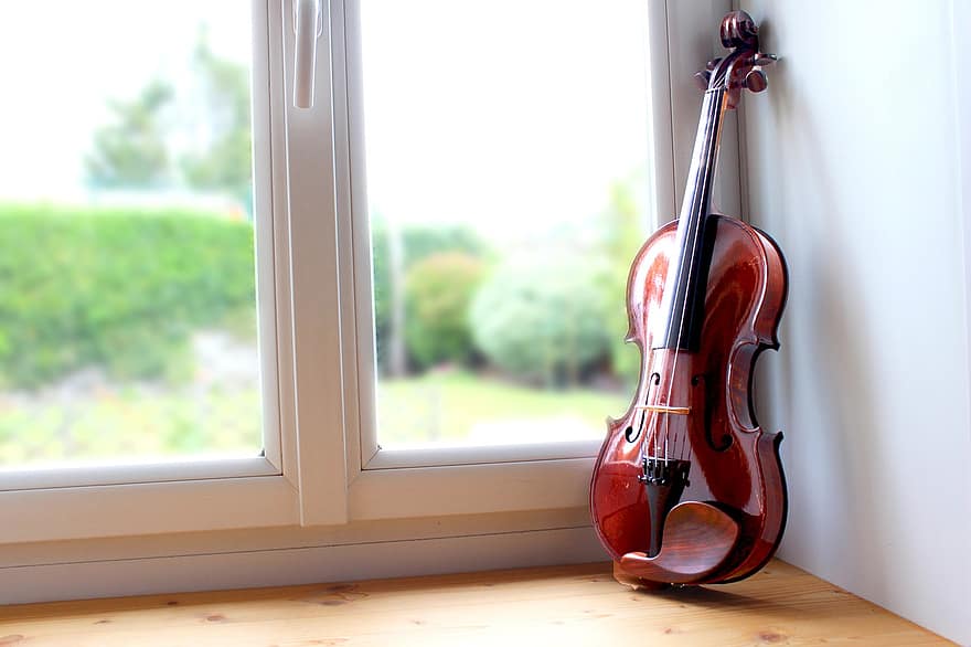 скрипка, инструмент, музыкальный инструмент, строки, окно, номер, Музыка