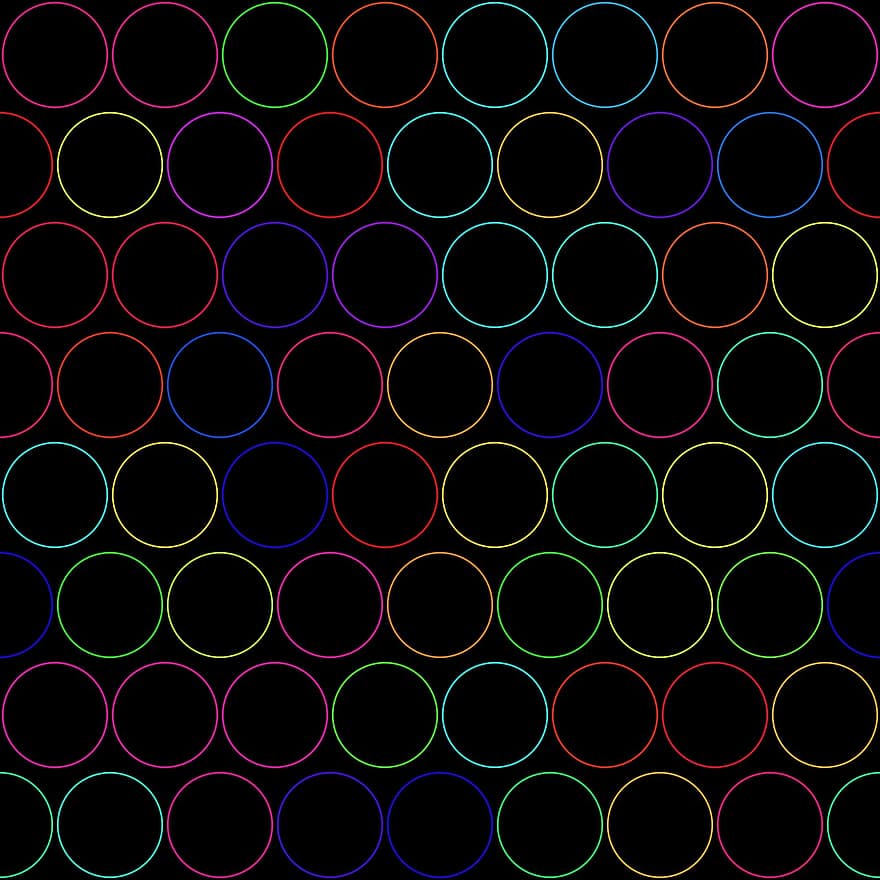 cirklar, mönster, färgrik, bakgrund, sömlös, svart mönster