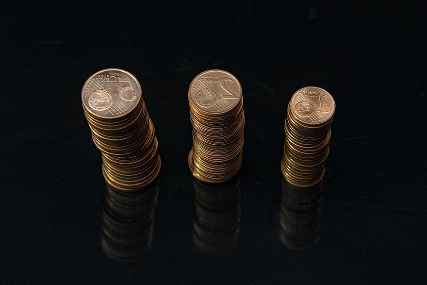 монета, Натюрморт, металеві, ланцюжок, старий, купу, монети, банку, годинник, Вінтаж
