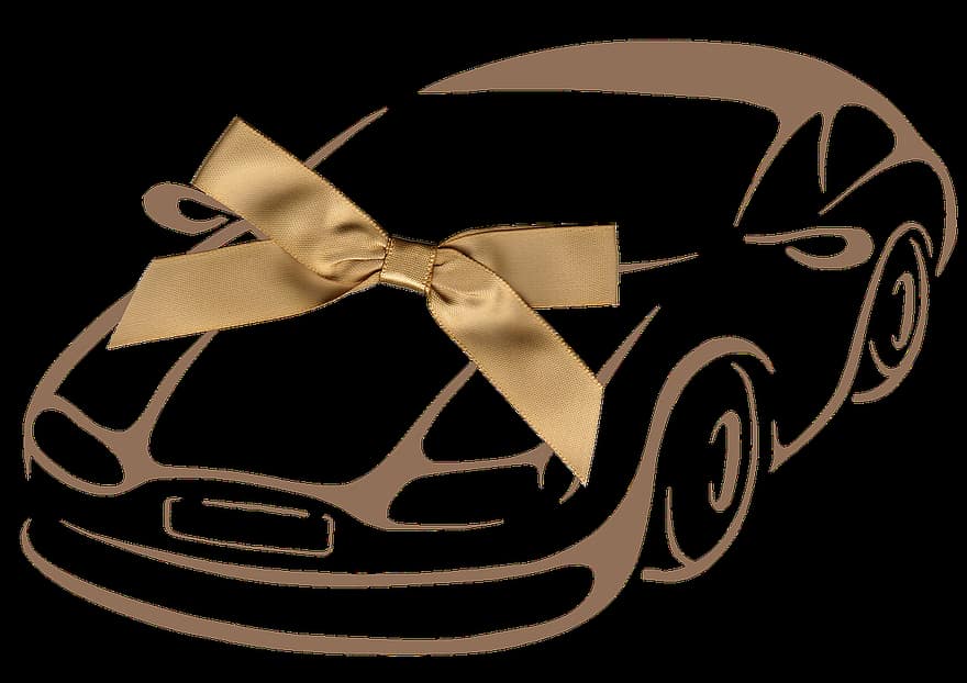 auto, voertuig, gift, geschenk lus, goud