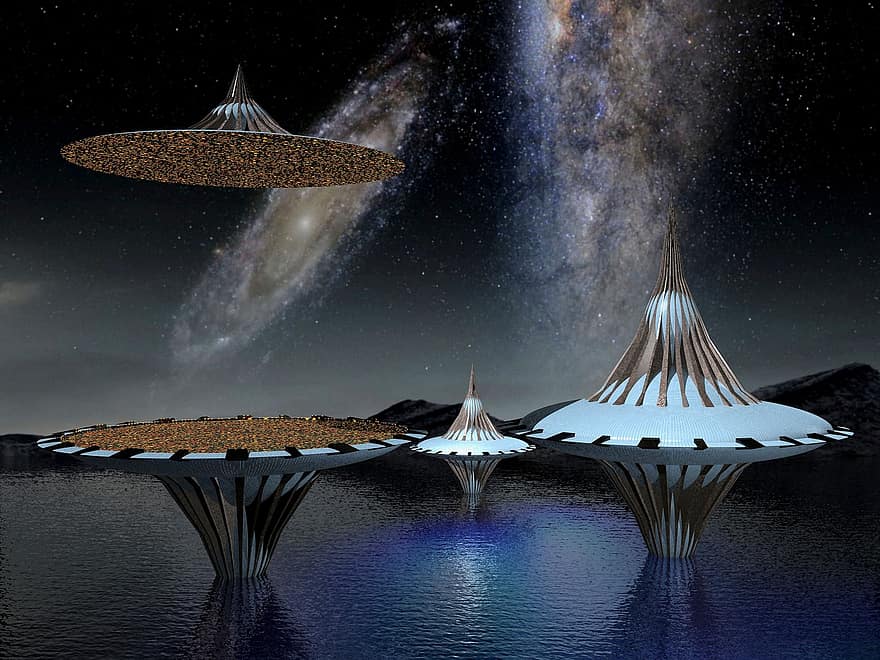 Raumschiff, UFO, Platz, Galaxis, Star, Astronomie, Universum, Wissenschaft, Fantasie, Kosmos, futuristisch