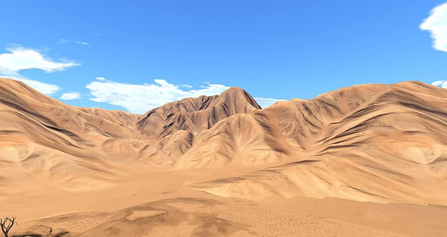 пустеля, пісок, гори, піщана дюна, пагорб, хмари, природи