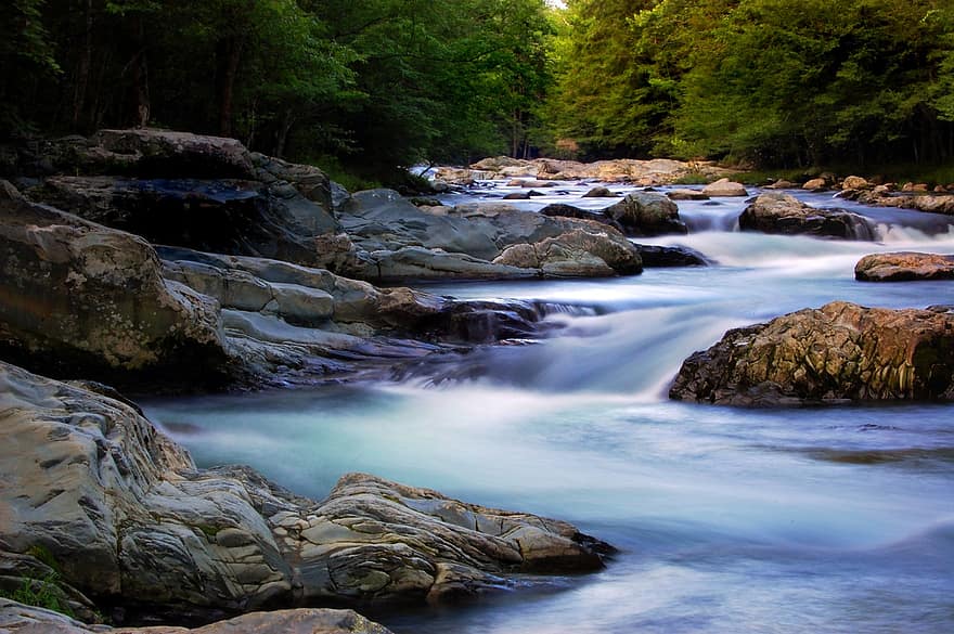 folyó, folyam, sziklák, patak, zuhatag, vízesés, lépcsőzetes, folyó víz, természet, víz, környezet