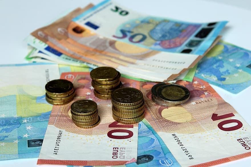 eurosedler, mønter, cent, pengesedler, penge, euro, finansiere, betalingsmiddel, betaling, Gemme, opsparing