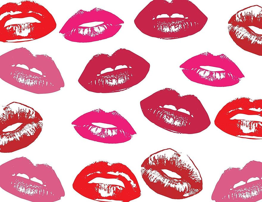 Lips, Glossy, Red, Pink, Lipstick, Mouth, Woman, Girl, Female, Background, Art
