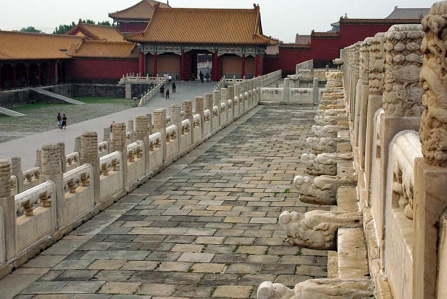 Peking, Verbotene Stadt, die Architektur, Balustrade, Wasserspeier