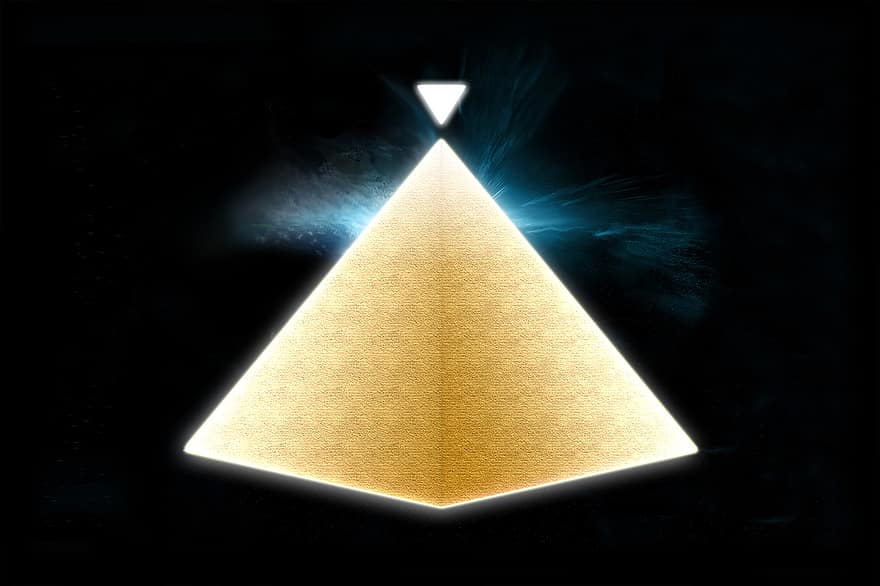 pyramide, Pyramide lumineuse, embrasé, arrière-plans, illuminé, brillant, abstrait, matériel d'éclairage, nuit, foncé, fermer