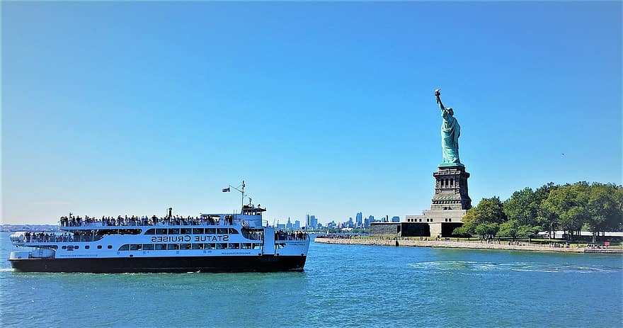 nueva York, estatua de la Libertad, crucero, Nueva York, America, ciudad
