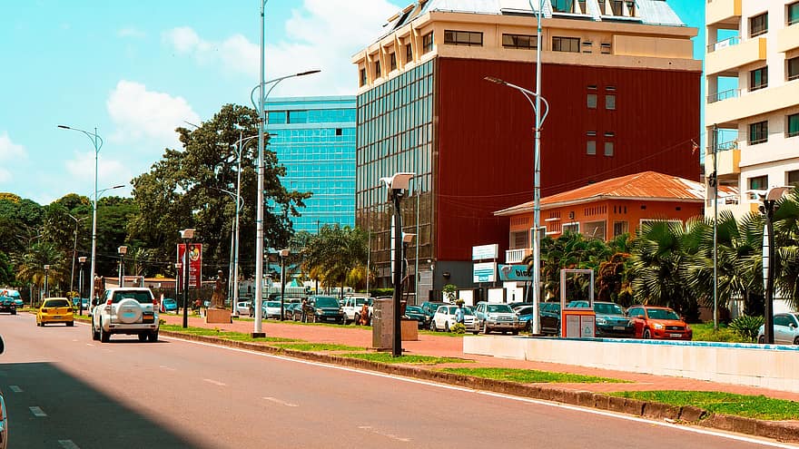 bygninger, vej, by, biler, stree, boulevard, by-, byliv, Boulevard Tshatshi, Kinshasa, arkitektur