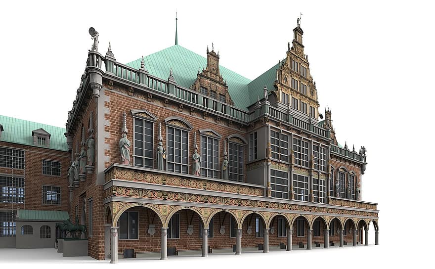 Bremen, rotušė, kupolas, architektūra, pastatas, bažnyčia, lankytinos vietos, istoriškai, turistų atrakcijos