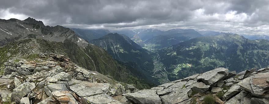 trilhas, pico, montanhas, panorama, Topo do Simano, rota alpina, Alpes, caminhar, céu, topos, excursões