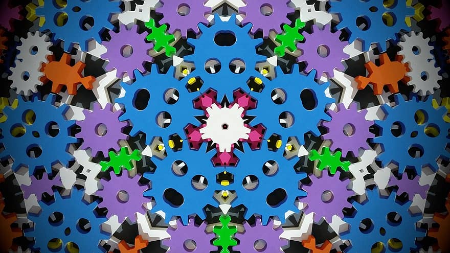 Kaleidoscope, Digital Art, Gear Wheel Background, Gear Wheels, Wallpaper, Design, Rosette, Art, Decor, Colorful Background, multi colored