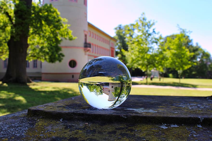 fotografija, lensball, stiklas, sfera, atspindys, istorinis