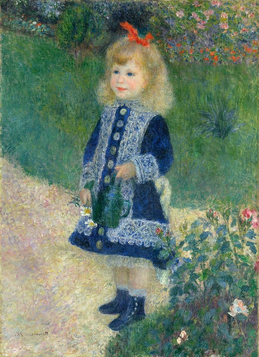 En pige med en vandkande, Pierre-auguste Renoir, impressionistiske, gammel, mestre