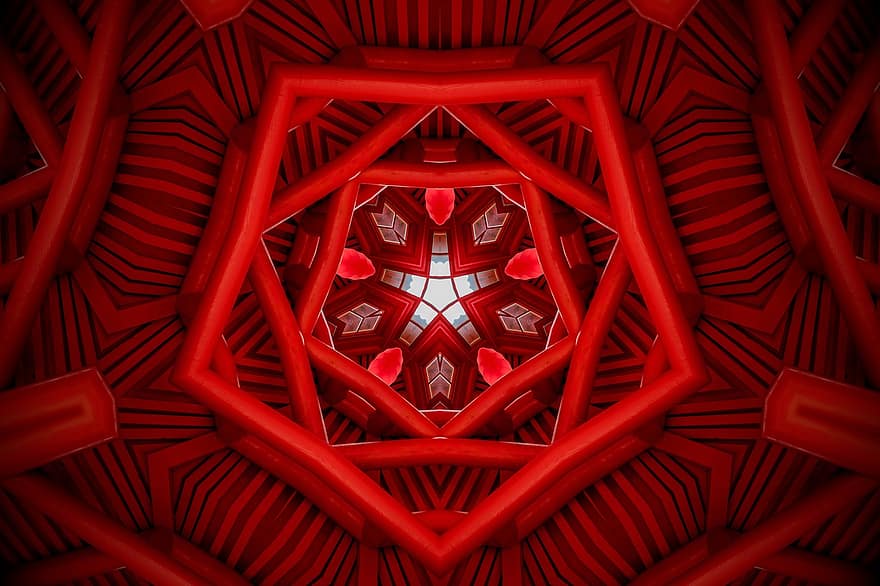Rosette, Mandala, Kaleidoscope, Red Background, Red Wallpaper, Ornament, Wallpaper, Decor, Decorative, Symmetric, Texture