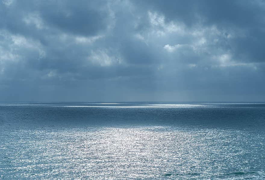 paysage marin, mer, océan, eau, mer bleue, océan bleu, lumière du soleil, horizon, l'horizon, paysage