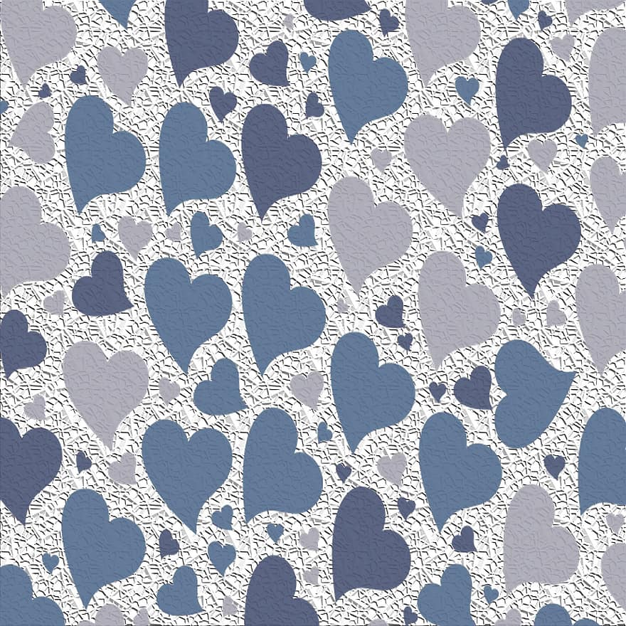 mønster, hjerter, blå, kærlighed, romantisk, design, hjerte mønster, hjerte design, sømløse mønster, baggrund, tapet