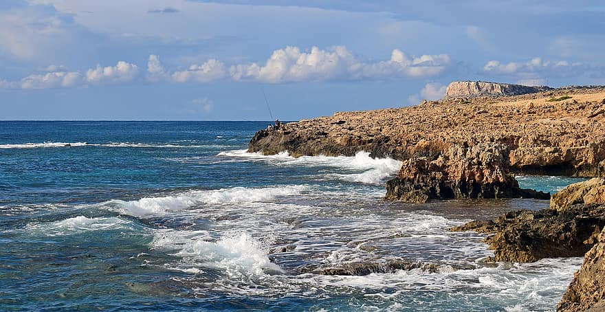 de praia, mar, Ayia Napa, Beira Mar, costa, panorama, natureza, Chipre, litoral, agua, azul