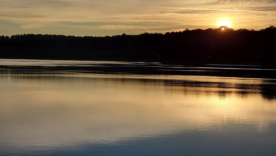 tó, Napkelte, természet, tájkép, Mississippi, szürkület