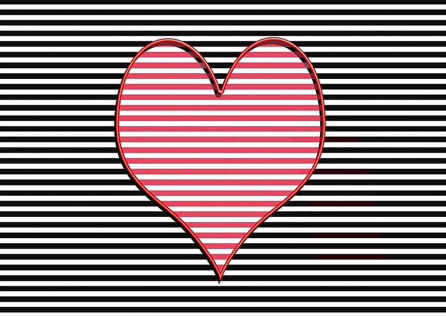 hart-, strepen, symbool, gestreept, grafisch, romance, Valentijnsdag, liefde, Moederdag, wenskaart, abstract