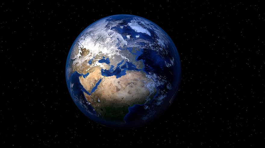 aarde, planeet, wereld-, wereldbol, ruimte, wereldkaart, Afrika, Europa, weergave