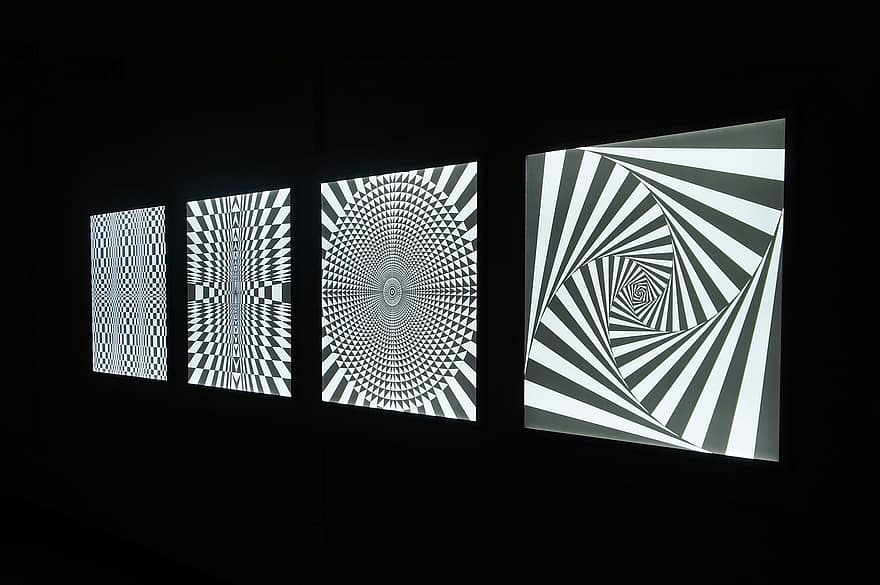 geometri, hitam dan putih, kotak, modern, pola, Desain, putih, hitam, bentuk, cahaya