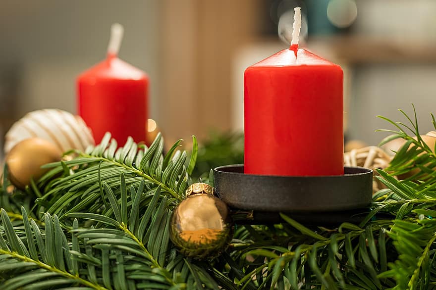 Grinalda do advento, velas, Natal, advento, época de Natal, decoração, jóias de natal, velas de natal