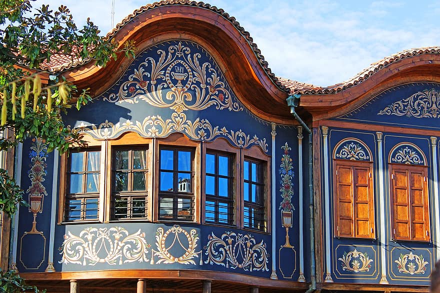 muzeum, dom, kolorowy, tradycyjny, stary, historycznie, architektura, fasada, turystyka, historia, Bułgaria