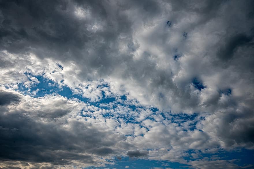 небо, облака, Погода, облачный, атмосфера, Cloudscape, темные облака, синий, летом, день, облако