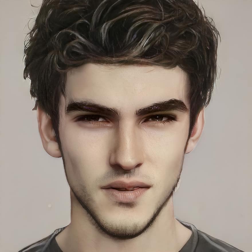 Portrait, Face, Man, Male, Beard, Youth, Avatar, Hairstyle, Young Man, Digital Art, Digital Painting