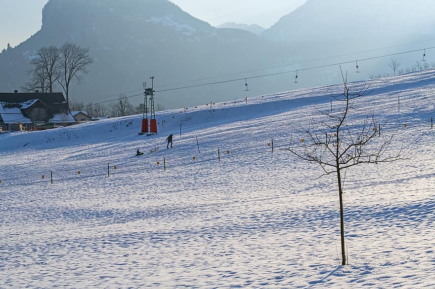 Zwitserland, winter, seizoen, natuur, sneeuw, berg-, sport, landschap, piste, skiën, skilift