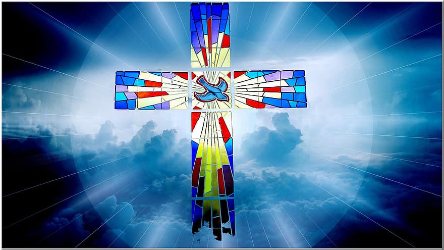 religión, fe, cruzar, paz, paloma, azul, cielo, cristianismo, espiritualidad, catolicismo, símbolo