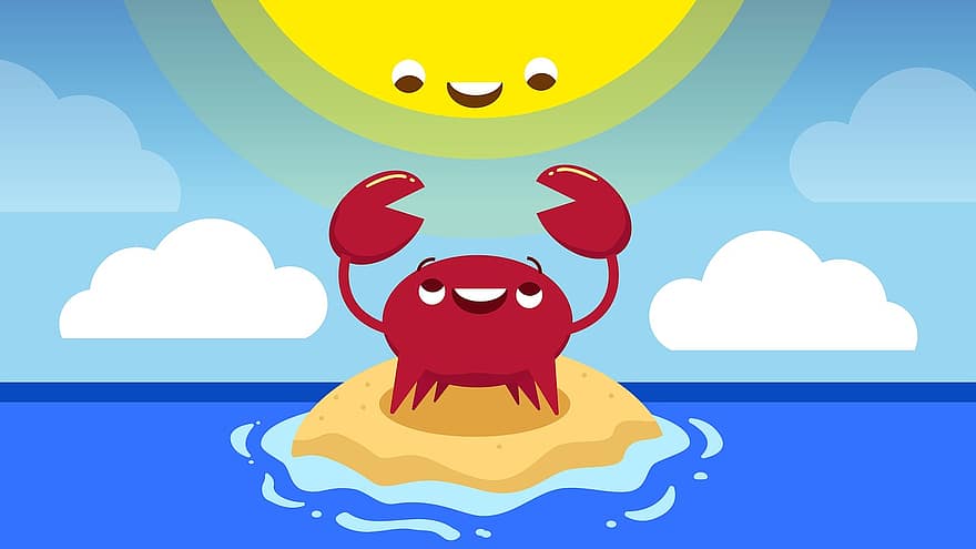 Krabbe, Sonne, Krebs, Strand, Tier, Meer, amerikanische Krabbe, Sand, Wasser, Sandstrand, Urlaub