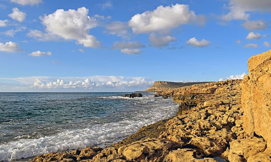 penhasco, costa, mar, Costa rochosa, de praia, ondas, agua, litoral, Beira Mar, natureza, vista do mar