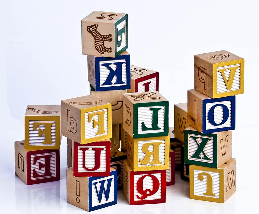 des lettres, alphabet, des blocs, jouets, éducatif, empiler, jouet, éducation, enfance, bois, bloc de jouet