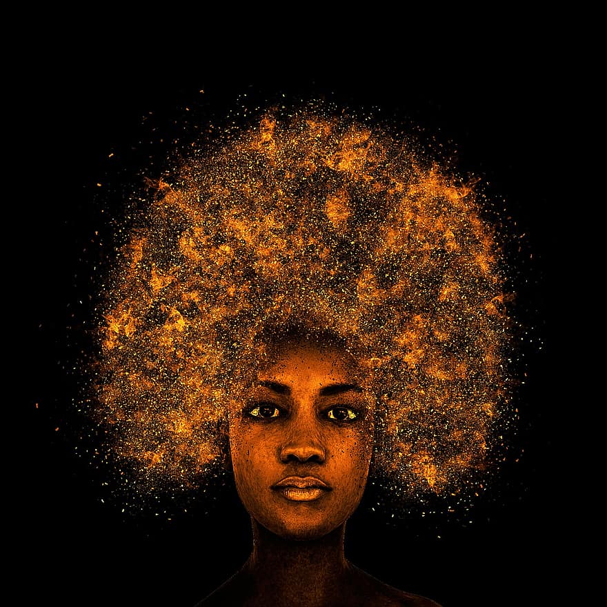 žena, hlava, portrét, afro, tvář, ženský, Modelka, vlasy, účes, přitažlivý, afrikanerin