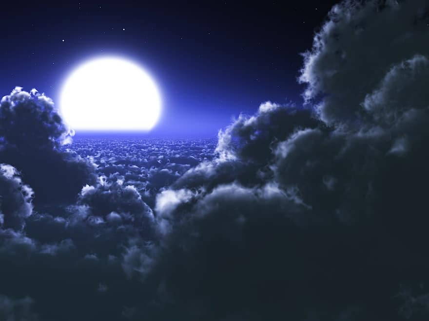 Sky, Sun, Moon, Clouds, Atmosphere, Solar, Astronomy, World, Blue World, Blue Sun
