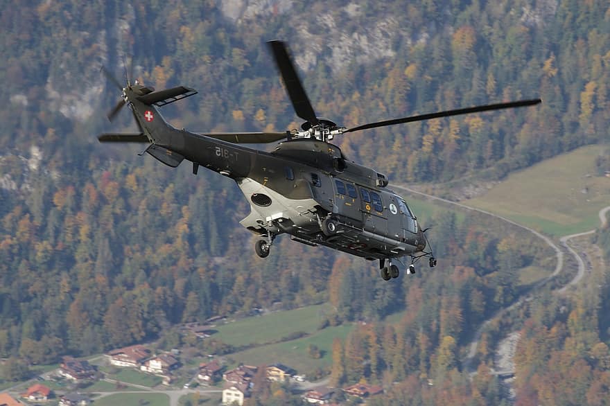 Eurocopter, Great Puma, Cuogar, As 332, As 532 Transport, Helicopter, Multipurpose, Turbine, Military, Air Force, Switzerland