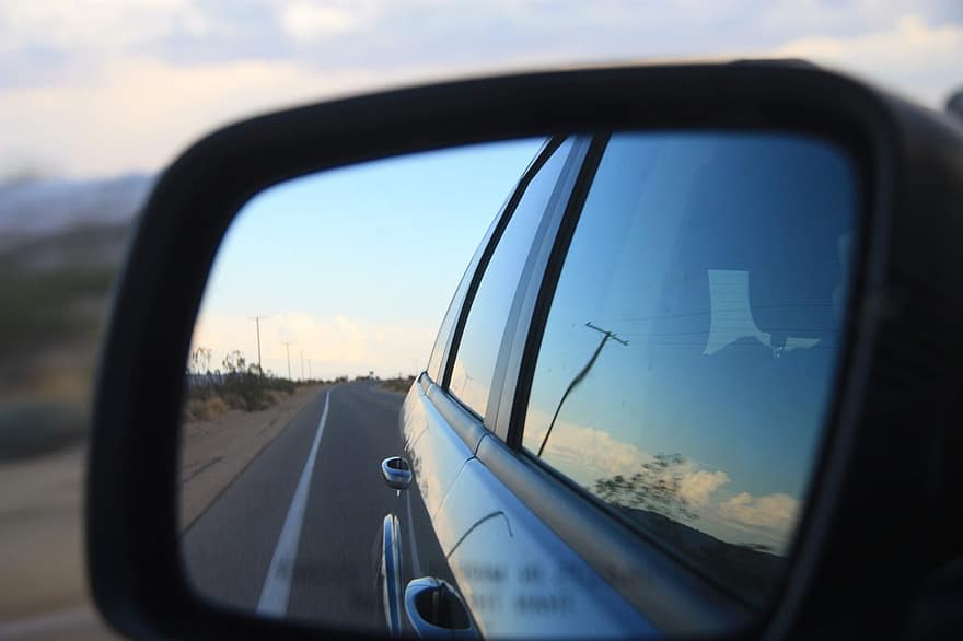 espelho retrovisor, estrada, EUA, América