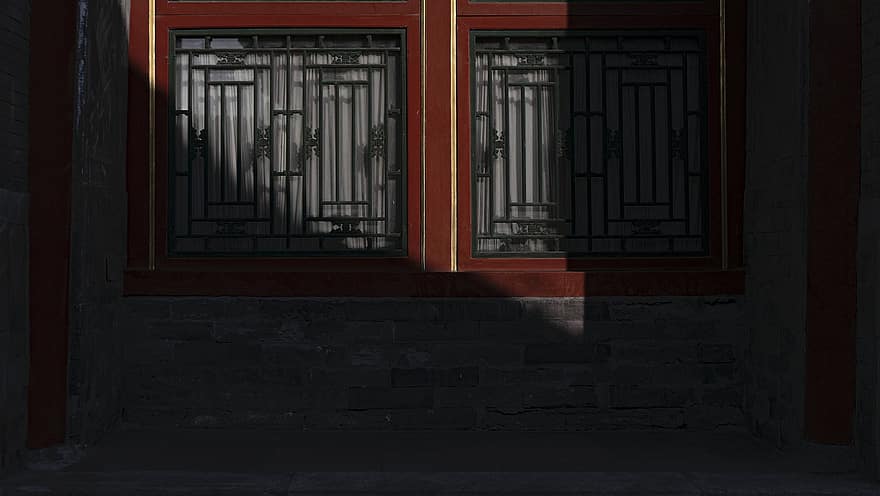 arquitectura, edifici, finestra, ombra, minimalista, història, Beijing, paret, funció de construcció, vell, exterior de l'edifici
