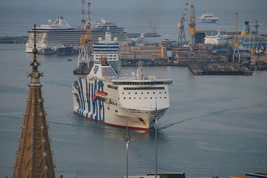 Ferry, Ships, Genoa, Port, Cruise, Cruising, Passenger Ships, Vessels, Passenger Vessels, Shipping, Shipping Industry