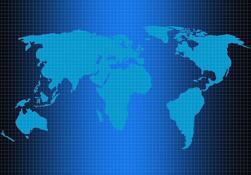 Мир, Глобальный, земной шар, сеть, связь, цифровой, карта, соединение, по всему миру, голубая земля, синяя карта